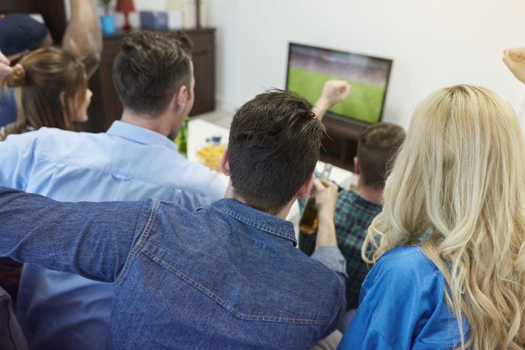 Soccer fans watching game
