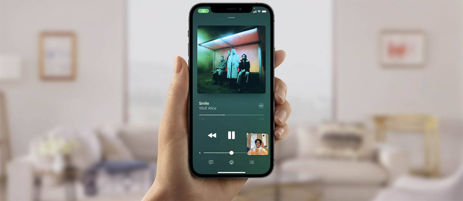 A screenshot of a demo of Apple's SharePlay feature